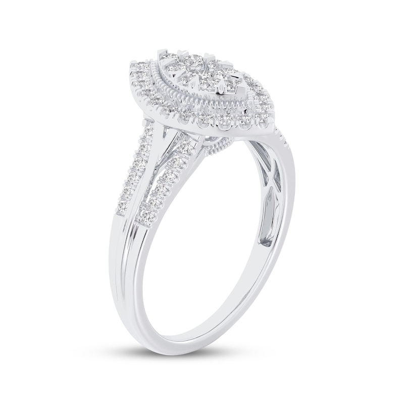 Main Image 2 of Multi-Diamond Marquise Halo Engagement Ring 1/2 ct tw 14K White Gold