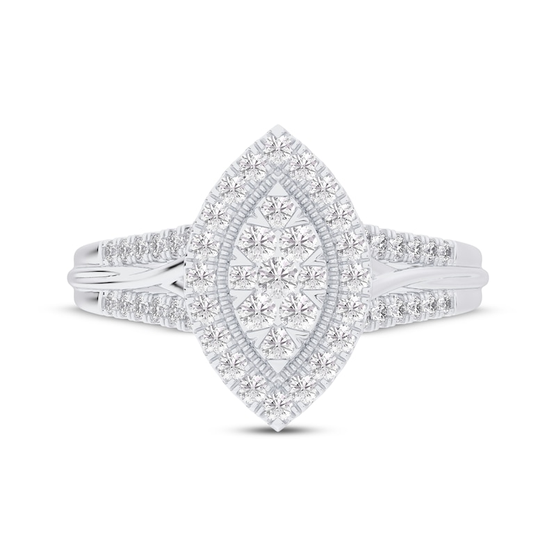 Main Image 3 of Multi-Diamond Marquise Halo Engagement Ring 1/2 ct tw 14K White Gold