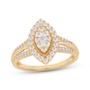 Thumbnail Image 1 of Multi-Diamond Marquise Halo Engagement Ring 1/2 ct tw 14K Yellow Gold