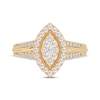 Thumbnail Image 3 of Multi-Diamond Marquise Halo Engagement Ring 1/2 ct tw 14K Yellow Gold