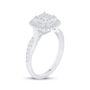 Thumbnail Image 2 of Princess-Cut Multi-Diamond Cushion Halo Engagement Ring 1/2 ct tw 14K White Gold