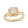 Thumbnail Image 1 of Princess-Cut Multi-Diamond Cushion Halo Engagement Ring 1/2 ct tw 14K Yellow Gold