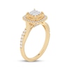 Thumbnail Image 2 of Princess-Cut Multi-Diamond Cushion Halo Engagement Ring 1/2 ct tw 14K Yellow Gold