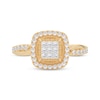 Thumbnail Image 3 of Princess-Cut Multi-Diamond Cushion Halo Engagement Ring 1/2 ct tw 14K Yellow Gold