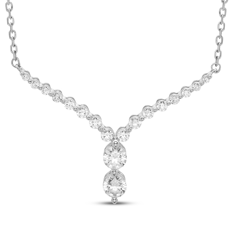 Main Image 1 of Our Story Together Diamond Chevron Necklace 1/4 ct tw 10K White Gold 18&quot;