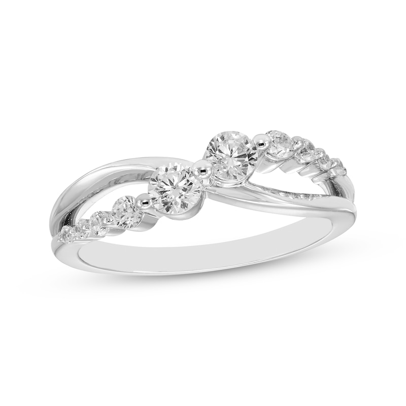 Main Image 1 of Our Story Together Diamond Crossover Ring 1/2 ct tw 10K White Gold