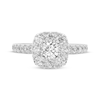 Thumbnail Image 2 of Multi-Diamond Center Cushion-Shaped Halo Engagement Ring 3/4 ct tw 14K White Gold