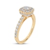 Thumbnail Image 2 of Multi-Diamond Center Cushion-Shaped Halo Engagement Ring 3/4 ct tw 14K Yellow Gold