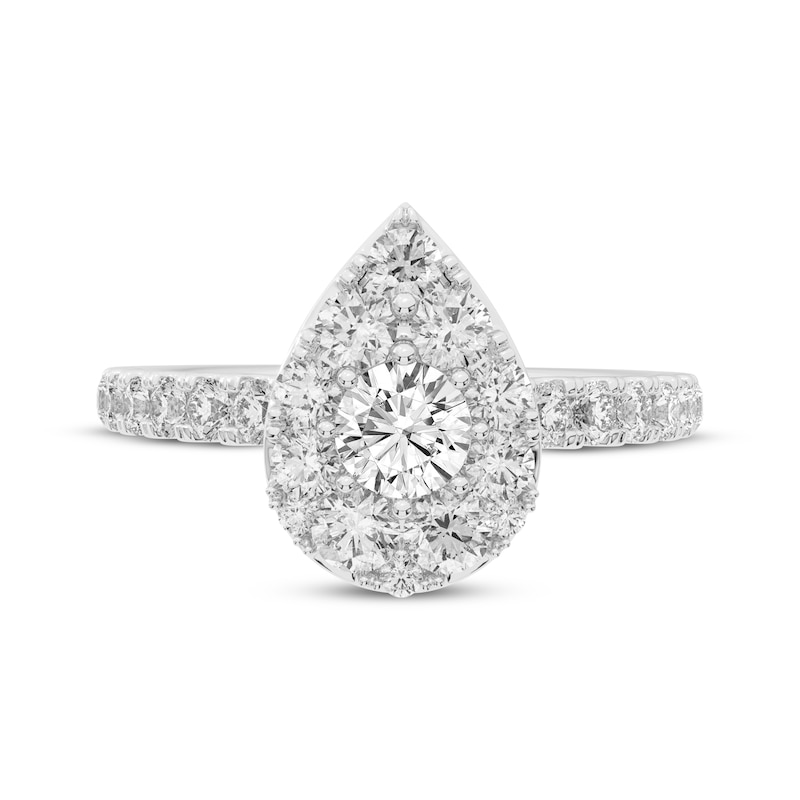 Main Image 3 of Multi-Diamond Center Pear-Shaped Halo Engagement Ring 3/4 ct tw 14K White Gold