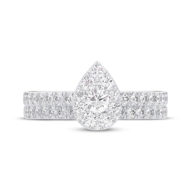 Main Image 4 of Multi-Diamond Center Pear-Shaped Halo Engagement Ring 3/4 ct tw 14K White Gold