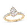 Thumbnail Image 1 of Multi-Diamond Center Pear-Shaped Halo Engagement Ring 3/4 ct tw 14K Yellow Gold