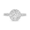 Thumbnail Image 3 of Multi-Diamond Center Halo Engagement Ring 3/4 ct tw 14K White Gold