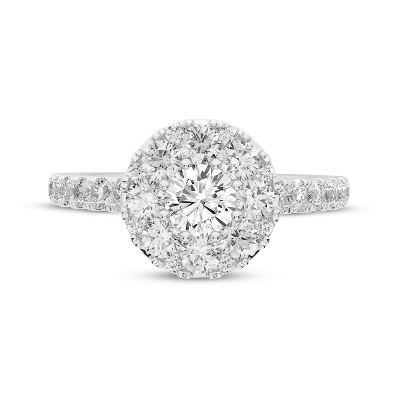 Main Image 3 of Multi-Diamond Center Halo Engagement Ring 3/4 ct tw 14K White Gold