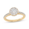 Thumbnail Image 0 of Multi-Diamond Center Halo Engagement Ring 3/4 ct tw 14K Yellow  Gold