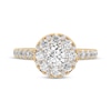 Thumbnail Image 3 of Multi-Diamond Center Halo Engagement Ring 3/4 ct tw 14K Yellow  Gold