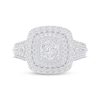 Thumbnail Image 3 of Multi-Diamond Cushion Double-Halo Engagement Ring 1 ct tw 14K White Gold