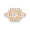 Thumbnail Image 3 of Multi-Diamond Cushion Double-Halo Engagement Ring 1 ct tw 14K Yellow Gold