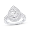 Thumbnail Image 1 of Multi-Diamond Pear-Shaped Double-Halo Engagement Ring 1 ct tw 14K White Gold