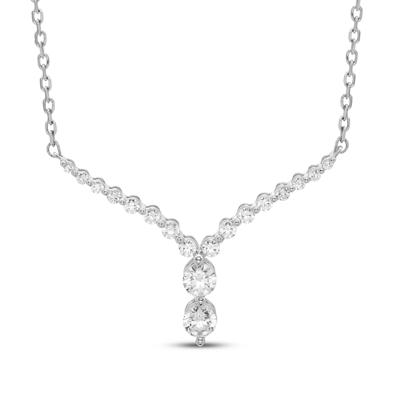 Main Image 1 of Our Story Together Diamond Chevron Necklace 1/2 ct tw 10K White Gold 18&quot;