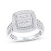 Thumbnail Image 1 of Multi-Diamond Cushion Halo Engagement Ring 1 ct tw 14K White Gold