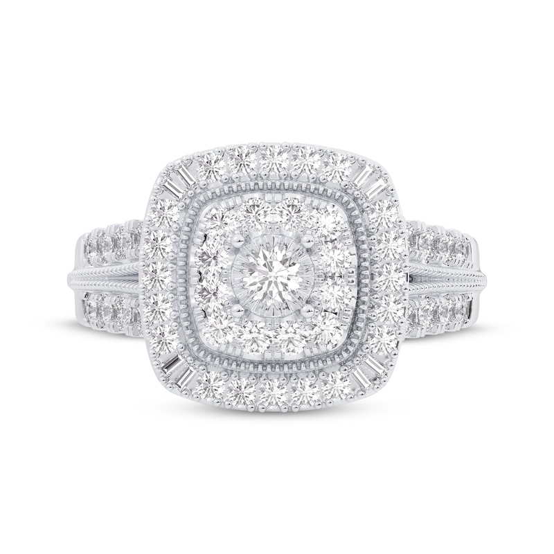 Main Image 3 of Multi-Diamond Cushion Halo Engagement Ring 1 ct tw 14K White Gold