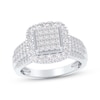 Thumbnail Image 0 of Princess-Cut Multi-Diamond Cushion Halo Engagement Ring 1 ct tw 14K White Gold