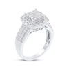 Thumbnail Image 1 of Princess-Cut Multi-Diamond Cushion Halo Engagement Ring 1 ct tw 14K White Gold