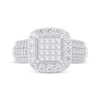 Thumbnail Image 2 of Princess-Cut Multi-Diamond Cushion Halo Engagement Ring 1 ct tw 14K White Gold