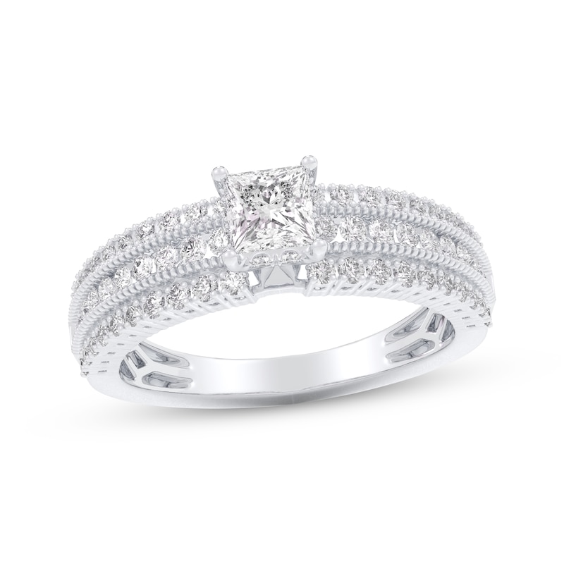 Main Image 1 of Princess-Cut Diamond Three-Row Engagement Ring 1 ct tw 14K White Gold