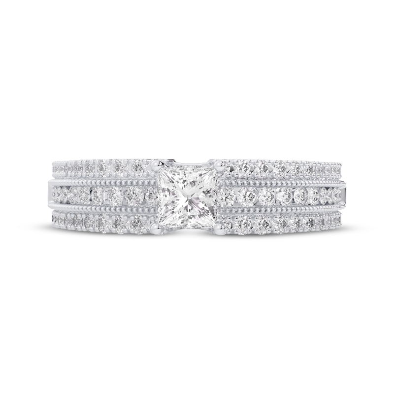 Main Image 3 of Princess-Cut Diamond Three-Row Engagement Ring 1 ct tw 14K White Gold