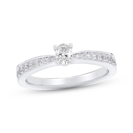 Oval-Cut Diamond Engagement Ring 1/2 ct tw 14K White Gold & Platinum