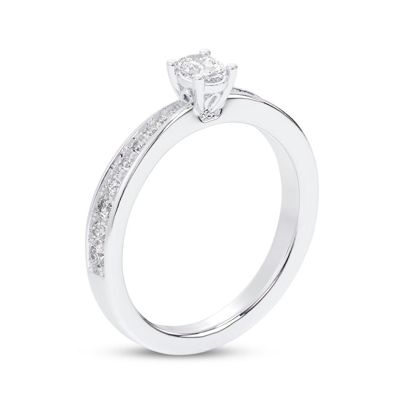 Main Image 2 of Oval-Cut Diamond Engagement Ring 1/2 ct tw 14K White Gold & Platinum