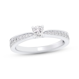 Round-Cut Diamond Engagement Ring 1/2 ct tw 14K White Gold & Platinum