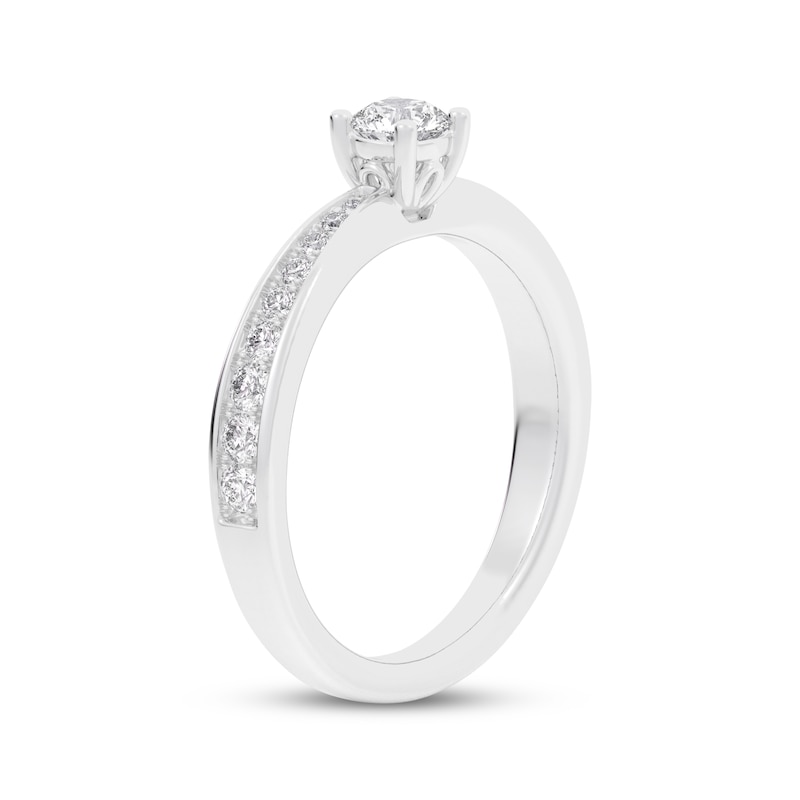 Round-Cut Diamond Engagement Ring 1/2 ct tw 14K White Gold & Platinum