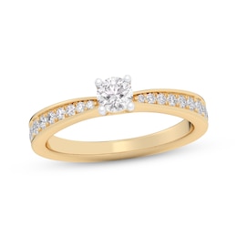 Round-Cut Diamond Tapered Engagement Ring 1/2 ct tw 14K Yellow Gold