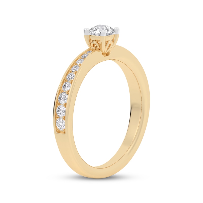 Round-Cut Diamond Tapered Engagement Ring 1/2 ct tw 14K Yellow Gold