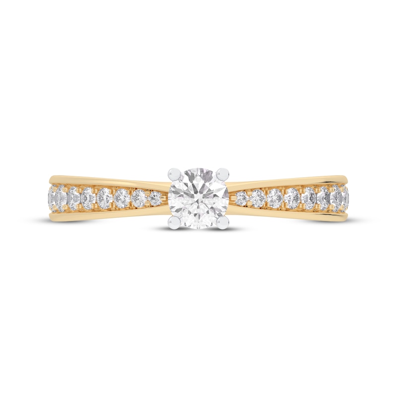 Round-Cut Diamond Tapered Engagement Ring 1/2 ct tw 14K Yellow Gold