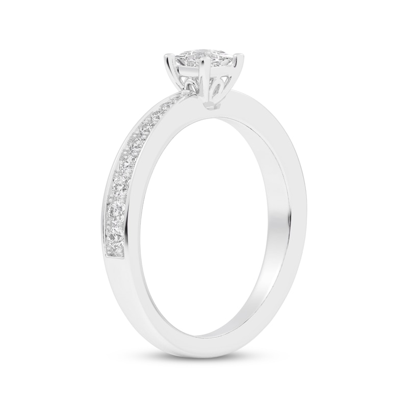 Princess-Cut Diamond Engagement Ring 1/2 ct tw 14K White Gold & Platinum