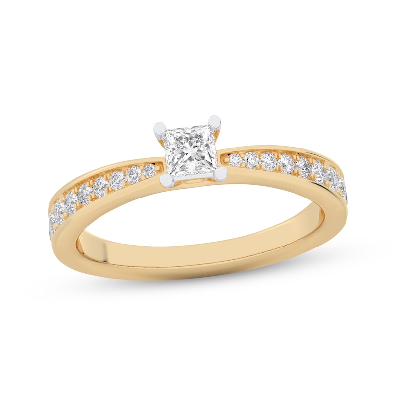 Main Image 1 of Princess-Cut Diamond Tapered Engagement Ring 1/2 ct tw 14K Yellow Gold