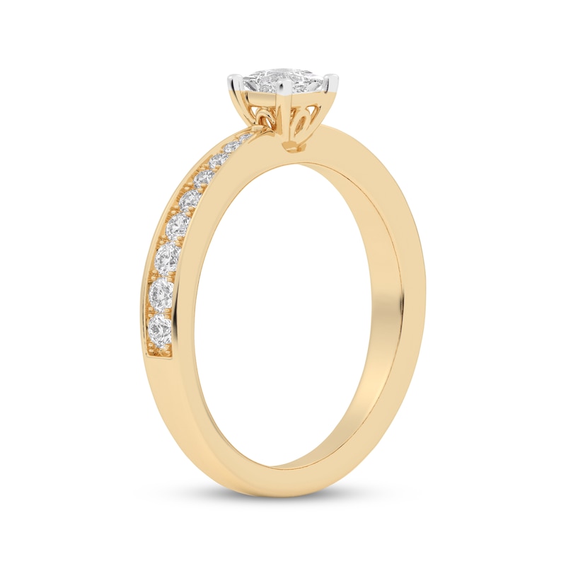 Main Image 2 of Princess-Cut Diamond Tapered Engagement Ring 1/2 ct tw 14K Yellow Gold