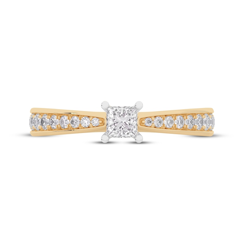 Main Image 3 of Princess-Cut Diamond Tapered Engagement Ring 1/2 ct tw 14K Yellow Gold