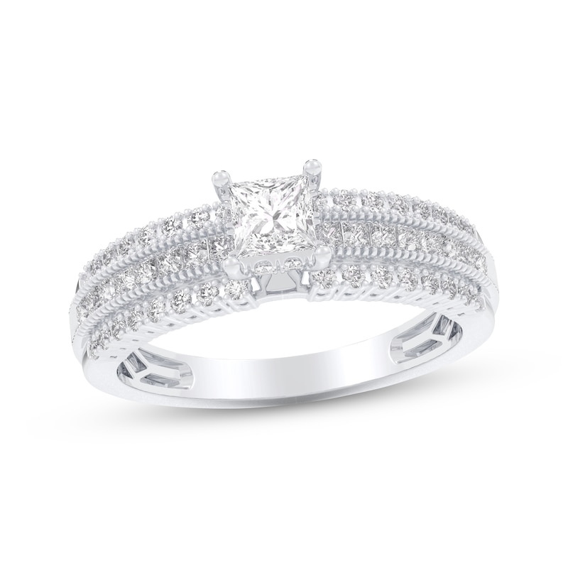 Princess-Cut Diamond Three-Row Channel Engagement Ring 1 ct tw 14K ...