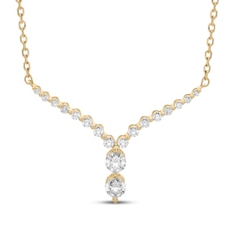 Our Story Together Diamond Chevron Necklace 1/4 ct tw 10K Yellow Gold 18&quot;