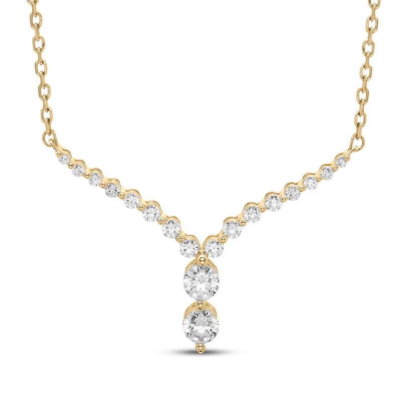 Main Image 1 of Our Story Together Diamond Chevron Necklace 1/4 ct tw 10K Yellow Gold 18&quot;