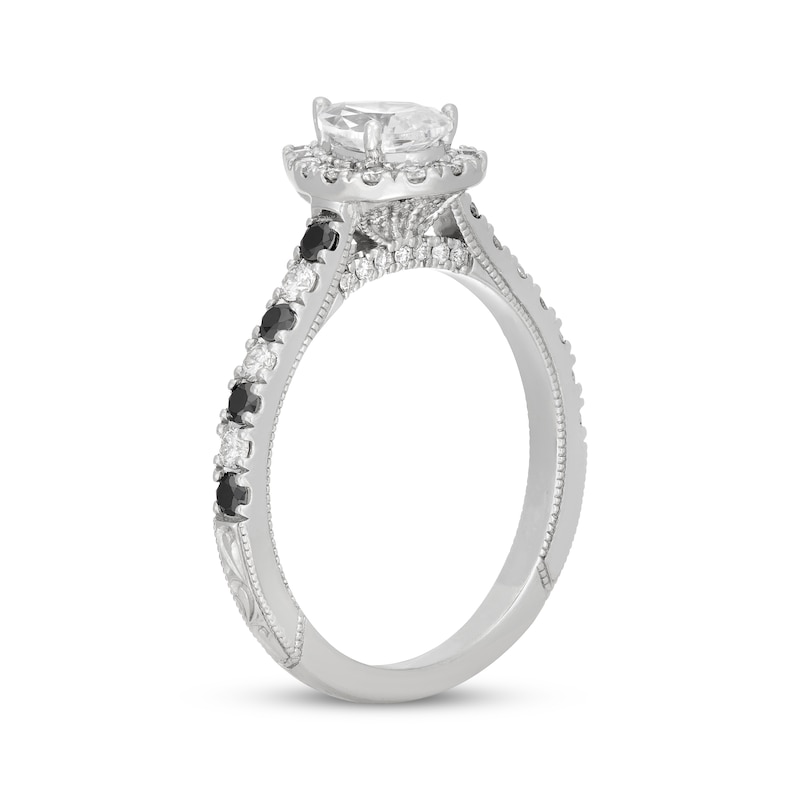 Main Image 2 of Neil Lane Pear-Shaped White Diamond & Black Diamond Engagement Ring 1 ct tw 14K White Gold