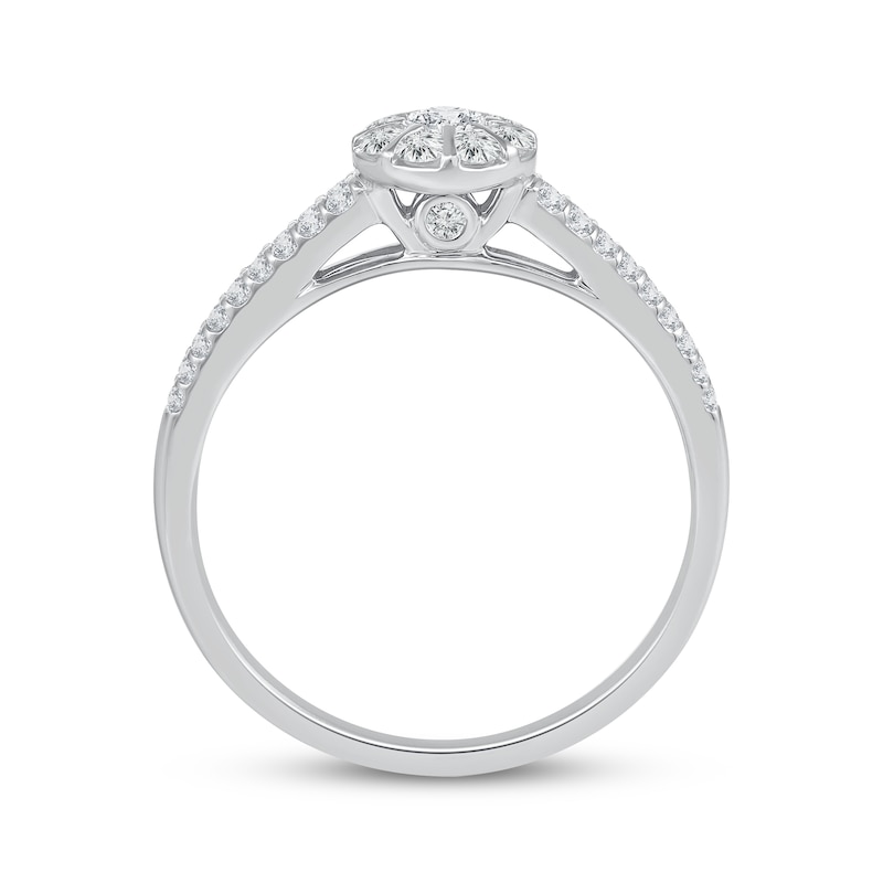 Multi-Diamond Double-Row Engagement Ring 3/8 ct tw 14K White Gold