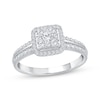 Thumbnail Image 1 of Multi-Diamond Cushion Halo Engagement Ring 1/2 ct tw 14K White Gold