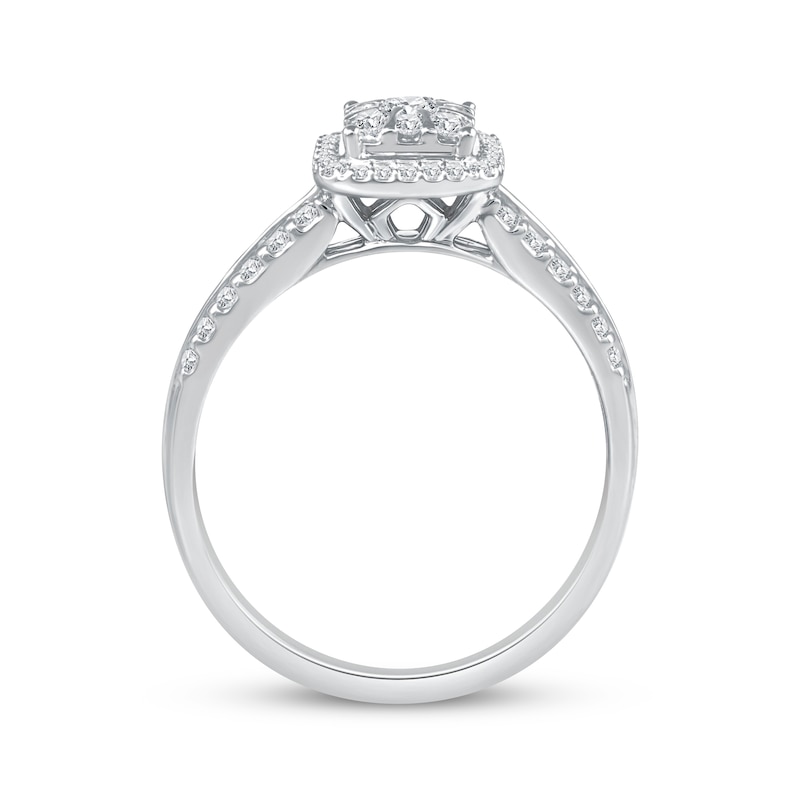 Main Image 2 of Multi-Diamond Cushion Halo Engagement Ring 1/2 ct tw 14K White Gold