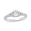 Thumbnail Image 1 of Oval-Cut Diamond Draped Halo Engagement Ring 3/4 ct tw 14K White Gold