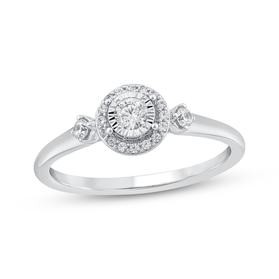 Round-Cut Diamond Halo Engagement Ring 1/5 ct tw 14K White Gold